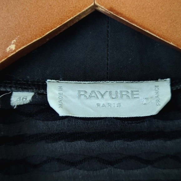 Rayure Paris 90's Vintage Textured Long Sleeve Button Down Cropped Top Black L - Picture 4 of 10